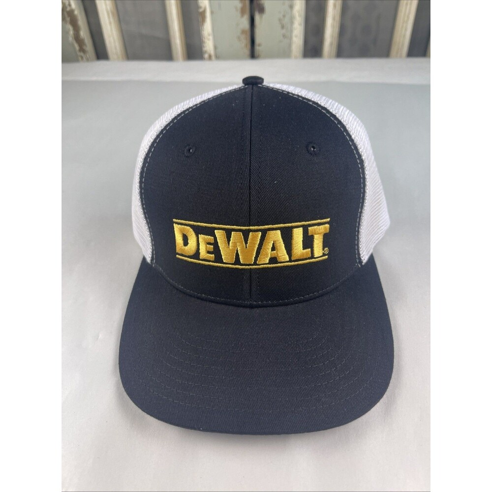 Dewalt Black-And-White Mesh Back Snapback Trucker Hat